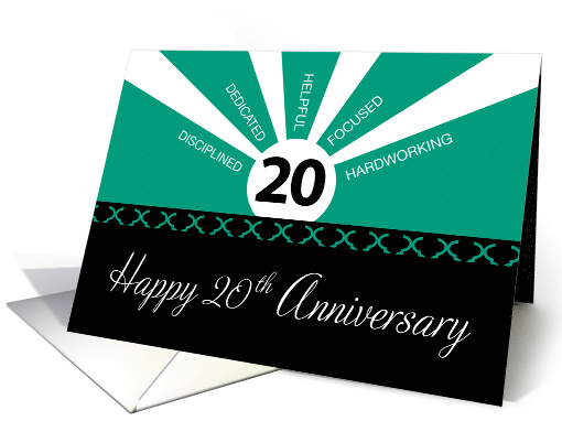 20th Year Business Employee Anniversary Green Black card (1380732)