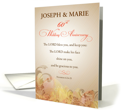 Personalize Name 60th Wedding Anniversary Religious Lord Bless card