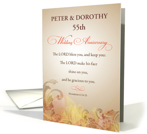 Custom Name Year 55th Wedding Anniversary Religious Lord Bless card