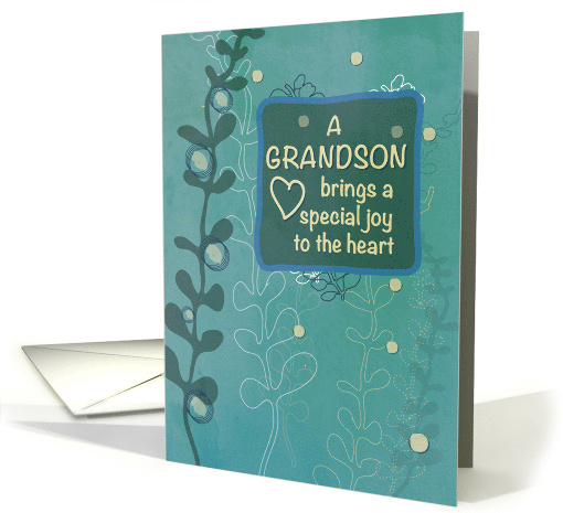 Grandson Religious Birthday Green Hand Drawn Look card (1383092)