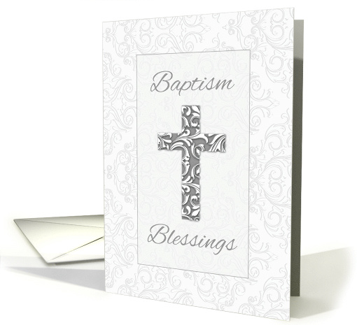Baptism Blessings Cross with Swirls card (1383182)