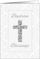Baptism Blessings Cross with Swirls card