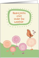 Feel Better Cute Bird on Whimsical Flowers card