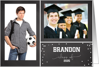 Graduation Party Invitation Black Chalkboard Look Confetti 2 Photos card