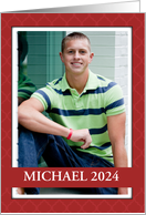 Graduation Party Invitation Custom Photo Name Class Year 2024 on Red card