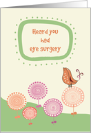 Feel Better Eye Surgery Cute Bird on Whimsical Flowers card