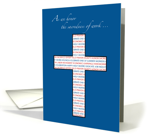 Labor Day Christian Cross Red White Blue card (1387494)