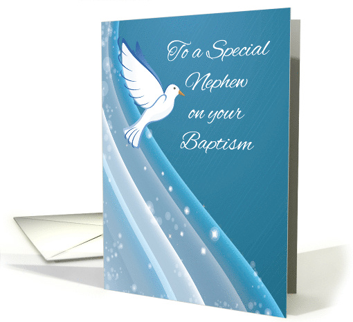 Nephew Baptism Dove on Blue Waters card (1389668)