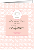 Niece Baptism Pink with Lace and Cross card