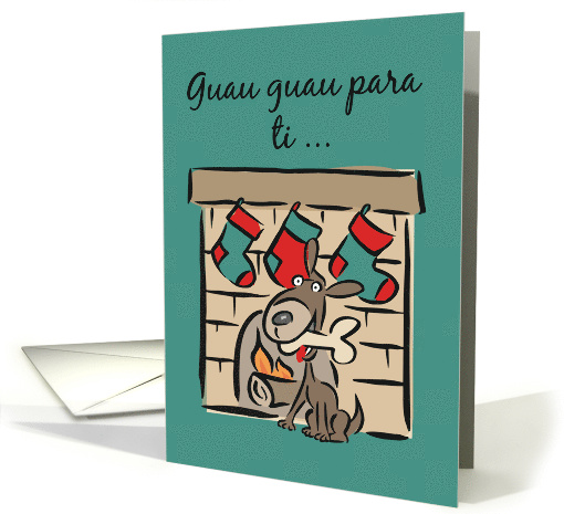 Dog Fireplace Christmas in Spanish Navidad Perro card (1389700)