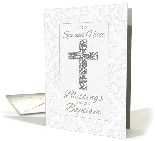 Niece Baptism Blessings Cross with Swirls card (1390020)