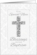 Niece Baptism Blessings Cross with Swirls card