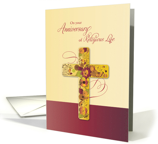 Anniversary of Religious Life for Nun Cross in Flowers card (1395318)