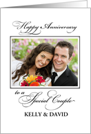 Custom Photo and Name Wedding Anniversary Congratulations Black White card