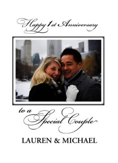 First Wedding Anniversary Photo Congratulations Black White