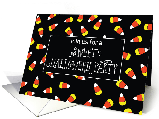 Halloween Party Invitation Candy Corn on Black card (1397982)