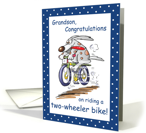 Grandson Congratulations on Riding Bike Funny Rabbit card (1398188)