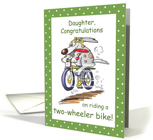 Daughter Congratulations on Riding Bike Funny Rabbit... (1398200)