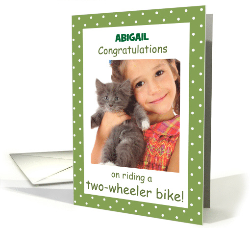 Custom Photo Personalized Name Congratulations Green Polka Dots card