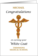 Custom Name and School White Coat Ceremony Medical Symbol card