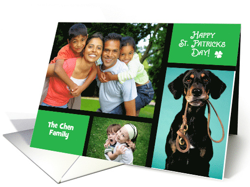 St Patricks Day Customized with Personalize Name 3 Photos card