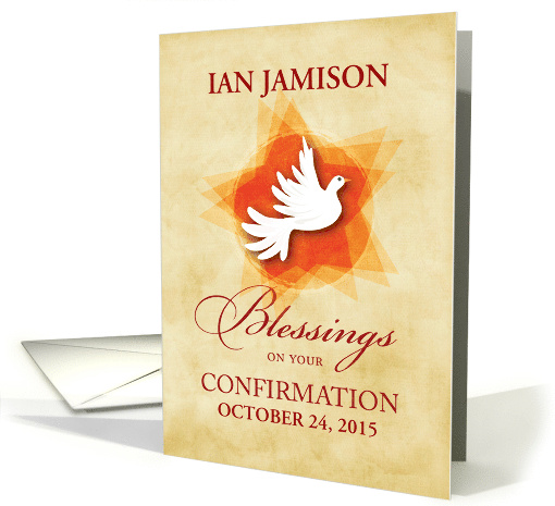 Custom Name and Date Confirmation Congratulations Blessings Dove card