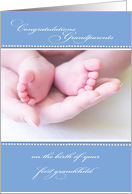 New First Time Grandparents Grandchild Blue Congratulations card