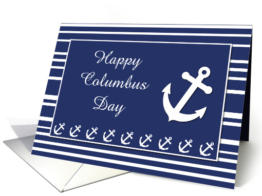 Columbus Day Nautical Anchor and Stripes card (1404698)