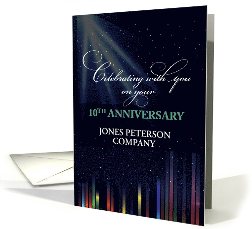 10th Employee Anniversary Sky Black Congratulate Thank You card