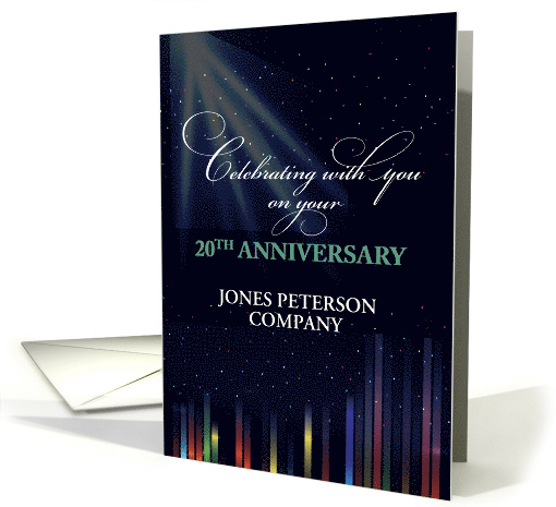 20th Employee Anniversary Sky Black Congratulate Thank You card