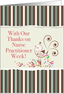 From Group Happy Nurse Practitioner Week Cute Bird on Stripes card