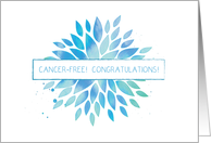 Cancer Free Celebration Blue Teal Watercolor Flower card