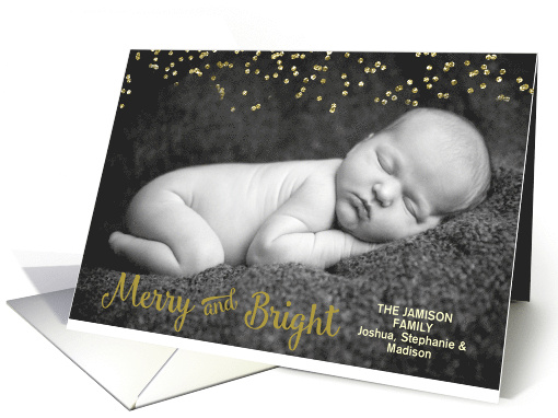 Photo Customized Christmas Card Gold Dots Frame card (1409398)