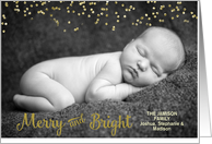Photo Customized Christmas Card Gold Dots Frame card