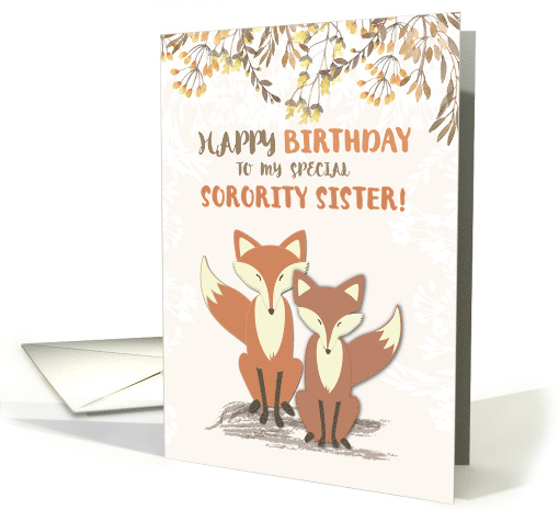 Sorority Sister Birthday Foxes Leaves on Branches card (1414230)
