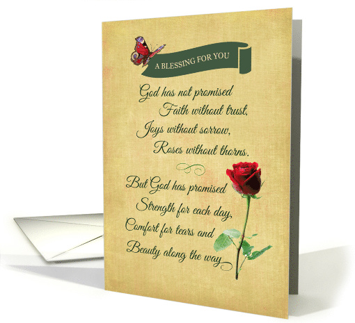 Blessing Red Rose Butterfly Religious card (1414438)