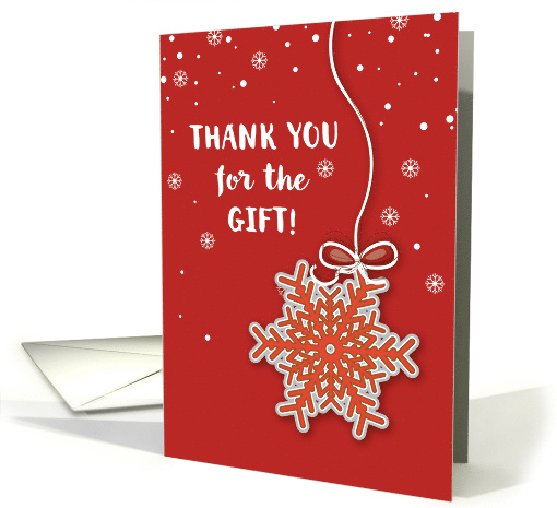Thank You For Christmas Gift Scarlet Red and Gray Snowflake card