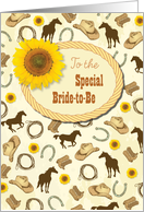 Western and Sunflower Bridal Shower Best Wishes Bride To Be card