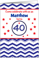 40th Birthday Party Invitation Custom Personalized Name Patriotic card