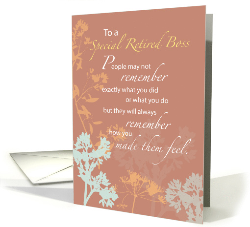 Retired Boss Boss Day Brown Wildflowers Silhouette Appreciation card