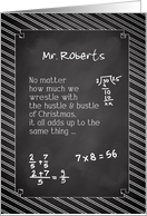 Math Teacher Christmas Personalized Chalkboard card