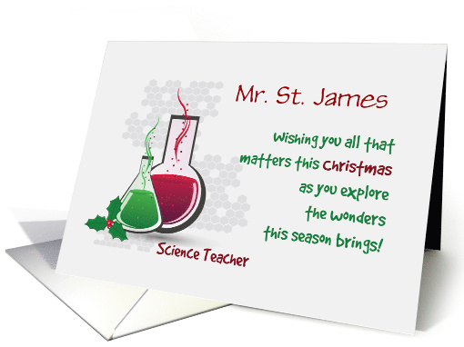 Customizable Science Teacher Experiments Merry Christmas card