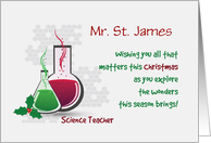 Customizable Science Teacher Experiments Merry Christmas card