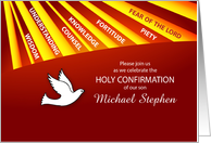 Invitation Son Confirmation Customizable Personalize Name Gold Red card