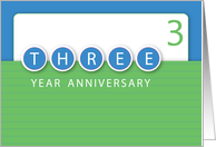 Business Employee Three Year Anniversary Blue Circles and Green Design card