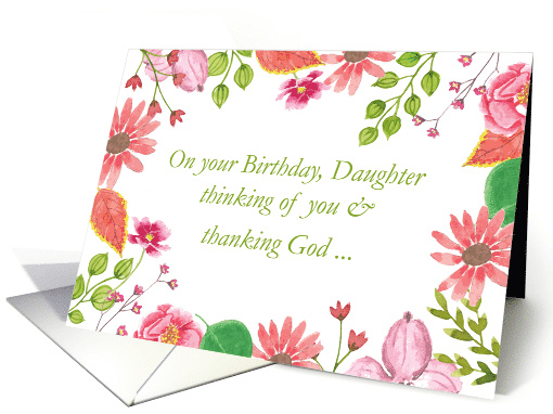 Daughter Watercolor Flowers Religious Birthday card (1418818)