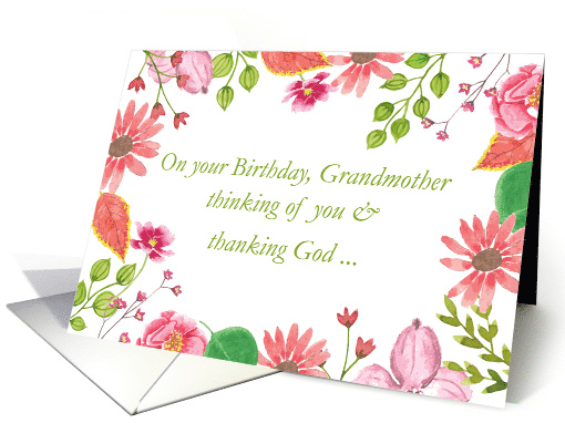 Grandmother Watercolor Flowers Religious Birthday card (1418890)