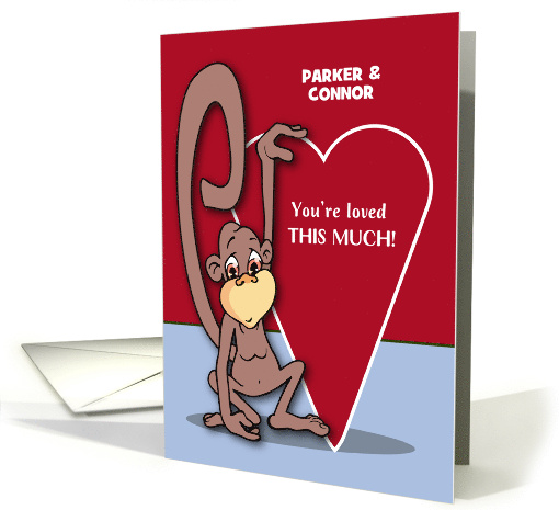 Customizable Name Valentine Cute Monkey card (1419154)