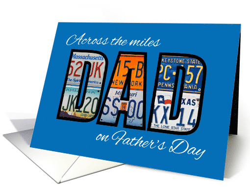 Across the Miles on Fathers Day License Plates on Blue card (1420830)