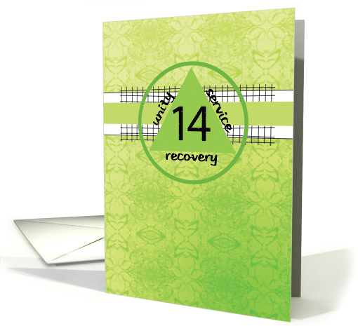 Fourteenth 14 Year Peace Happiness 12 Step Recovery Anniversary card